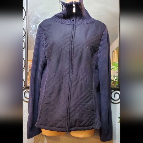 Croft & Barrow Turtleneck Quilted Sweater Jacket Size Medium - Picture 2 of 7